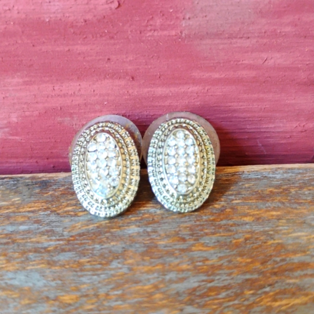 Victorian-Inspired Oval Faux-Diamond Earrings